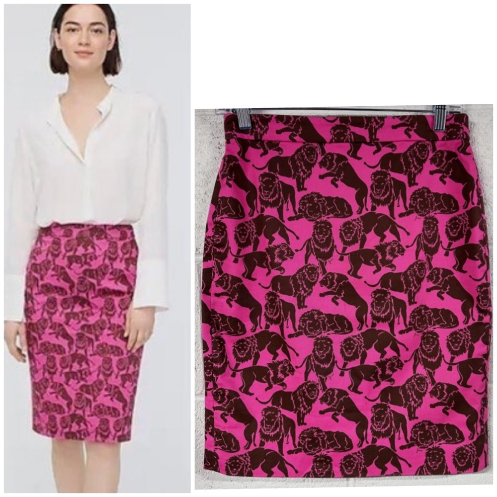 NWT ⭐️ JCREW No 2 PENCIL SKIRT 🦁 print ⭐️